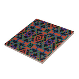 Azulejo Southwestern Symmetrical Tiled Pattern Line Art