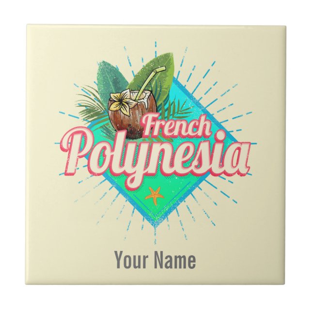 Azulejo Souvenir de la Polinesia Francesa Island Pacific V (Frente)