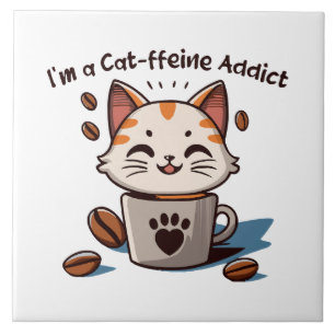 Azulejo Soy adicto a la Cat-feína