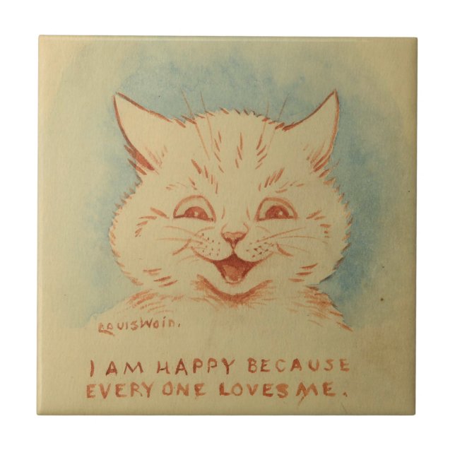 Azulejo Soy Feliz Porque Todos Me Aman (Buen Gatito) (Frente)