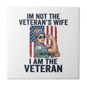 Azulejo Soy la mujer veterana patriótica diseño de veteran