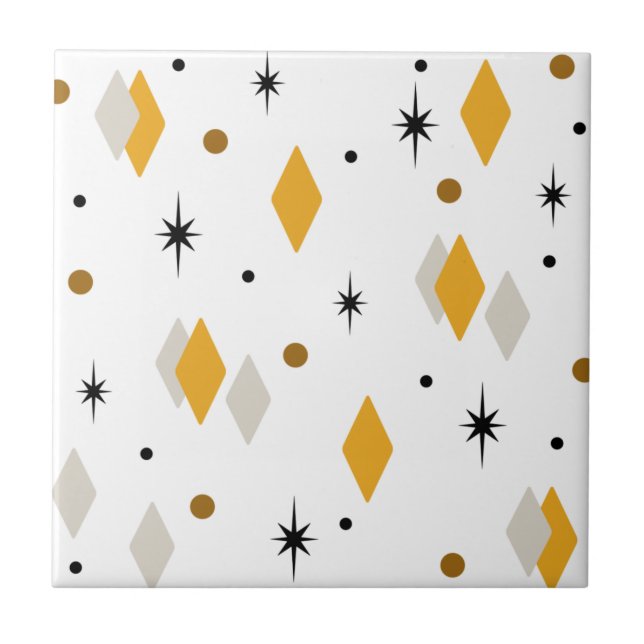 Azulejo Space Age Diamonds Orange White (Frente)