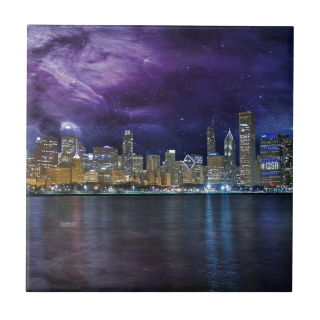 Azulejo Spacey Chicago Skyline (Frente)