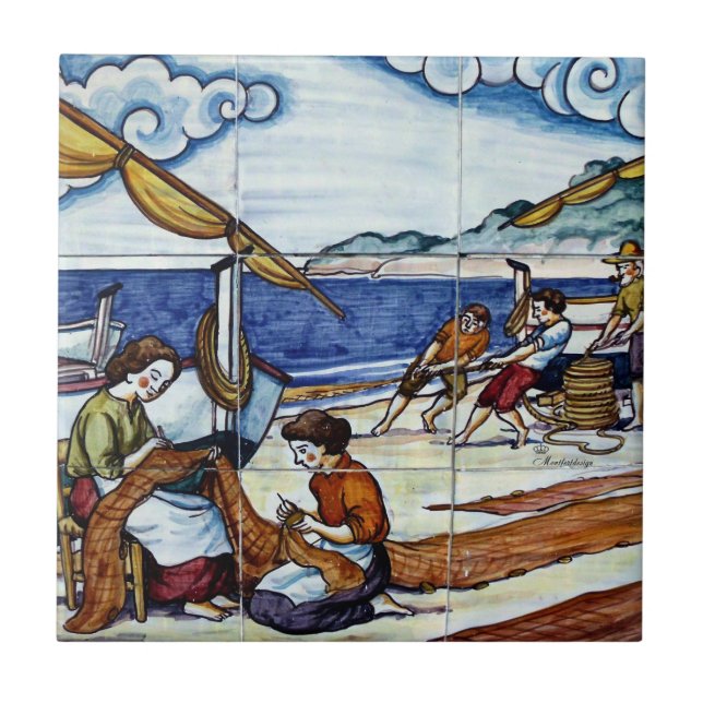 Azulejo Spanische Fliese Fischer (Frente)