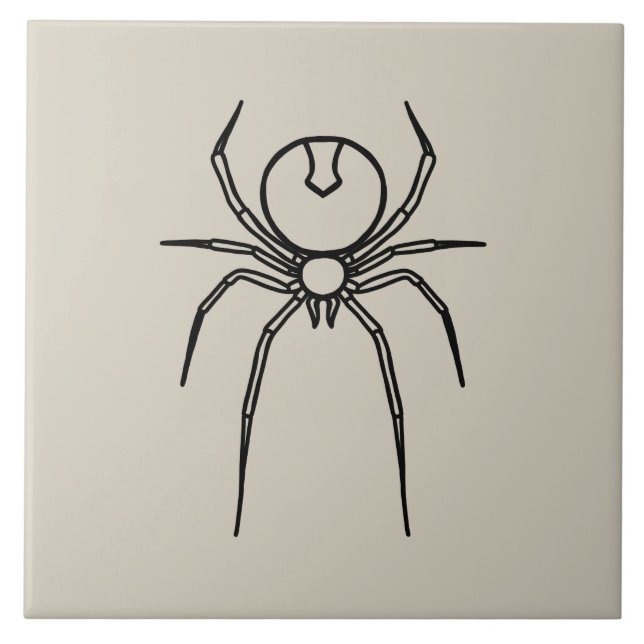 Azulejo Spider - Blanco óseo y negro mural (Frente)