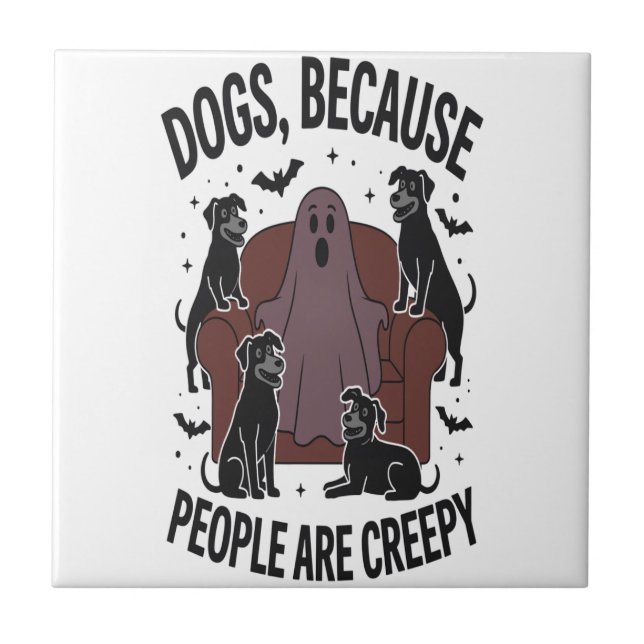 Azulejo Spooky Halloween Dog Spooky Ghost 2 (Frente)