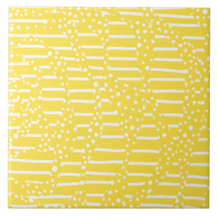 Azulejo Spots and Stripes 2 - Amarillo limón y blanco
