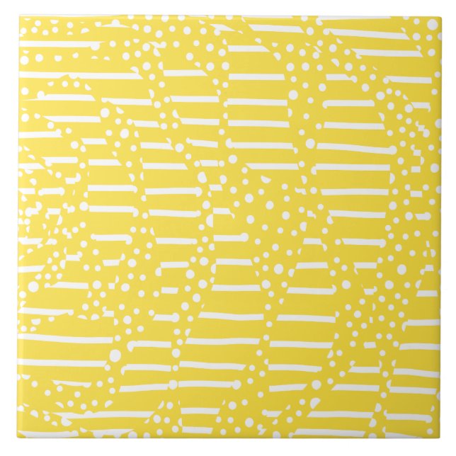 Azulejo Spots and Stripes 2 - Amarillo limón y blanco (Frente)