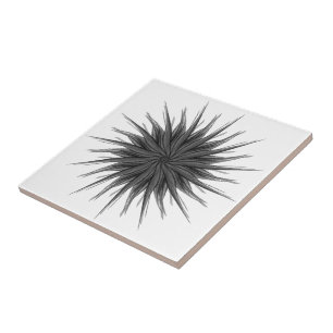 Azulejo Spray Circular Negro Y Gris De Hojas De Pies