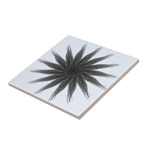 Azulejo Spray Circular Negro Y Gris De Hojas De Pies