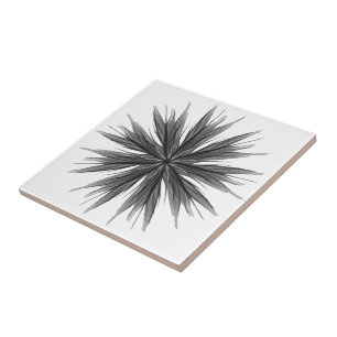 Azulejo Spray Circular Negro Y Gris De Hojas De Pies