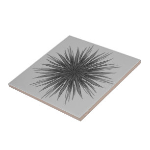 Azulejo Spray Circular Negro Y Gris De Hojas De Pies