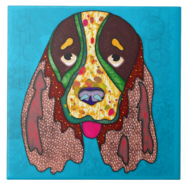 Azulejo Springer Spaniel perro feo cara cerámica