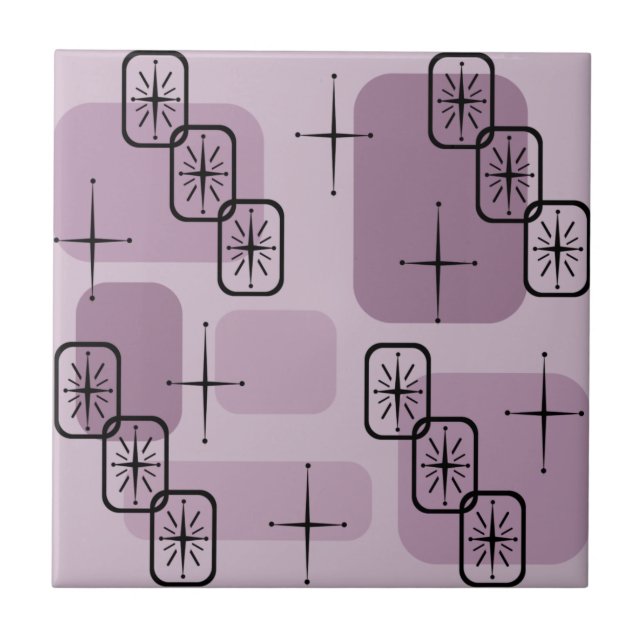 Azulejo Sputnik Mauve moderno de mediados de siglo (Frente)