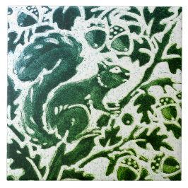 Azulejo Squirrel Batik Floral azul verde moderno