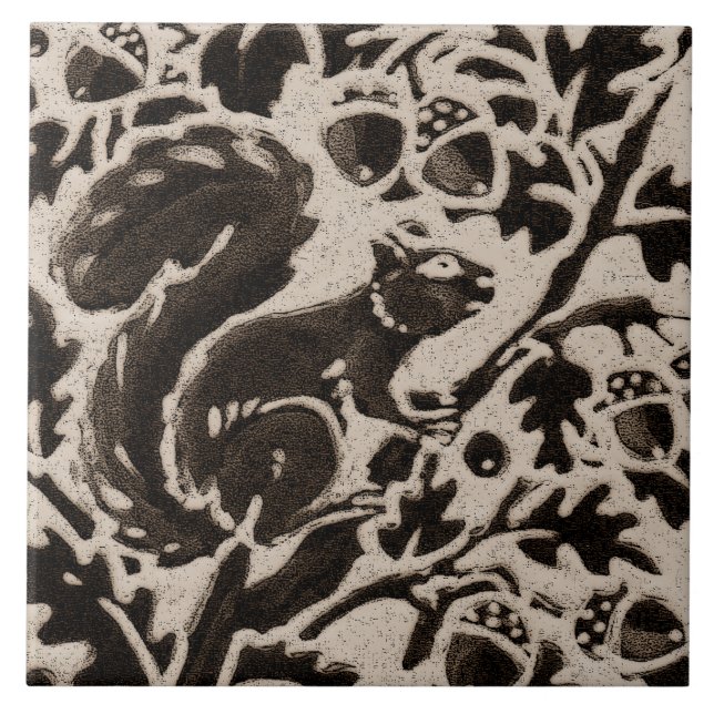 Azulejo Squirrel Batik Stoneware Woodland Animal Tan Brown (Frente)
