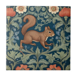 Azulejo Squirrel estilo William Morris Frente derecho Flor