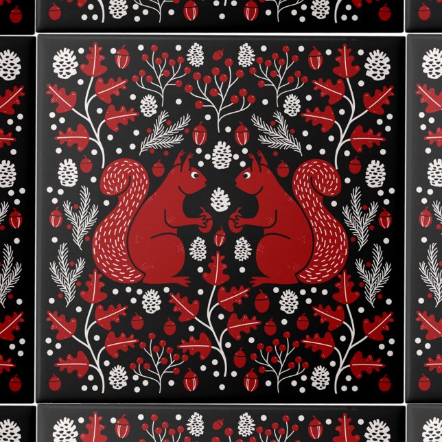 Azulejo Squirrel Forest Woodland (Squirrel in the Forest pattern ceramic tile)