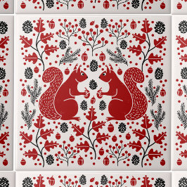 Azulejo Squirrel Forest Woodland
