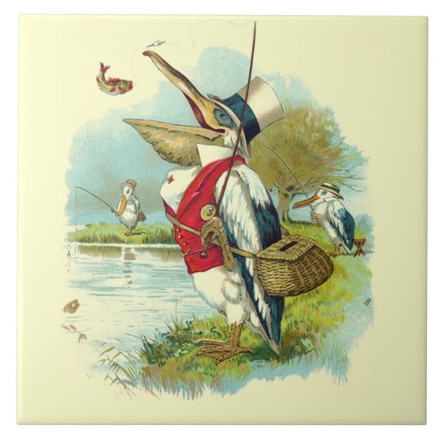 Azulejo SR. PELICAN FISHING, crema (Frente)