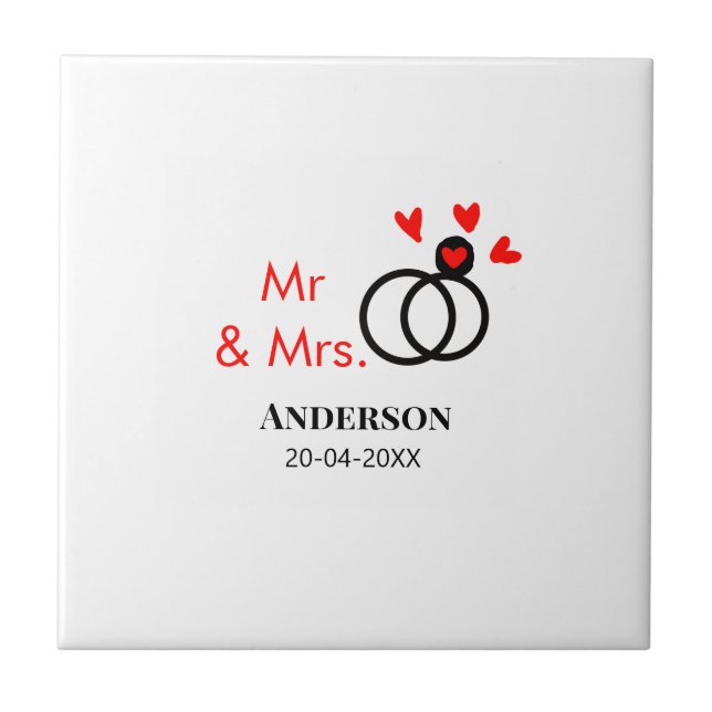 Azulejo Sr & Sra agregar apellido fecha año favor de boda (Frente)