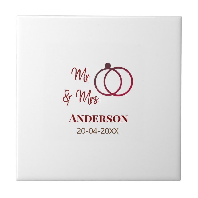 Azulejo Sr & Sra agregar apellido fecha año favor de boda (Frente)