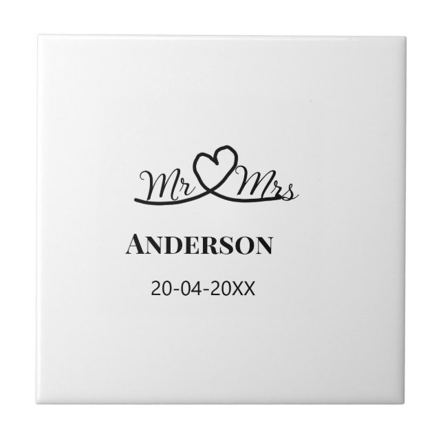 Azulejo Sr & Sra agregar apellido fecha año favor de boda (Frente)