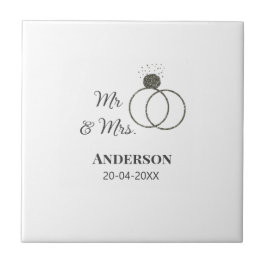 Azulejo Sr & Sra agregar apellido fecha año favor de boda 