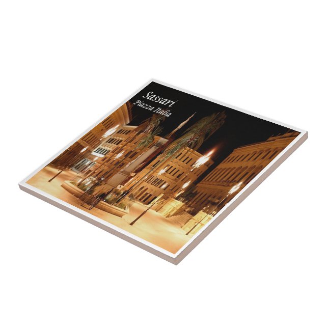 Azulejo SRD047 SASSARI, Plaza Italia, Cerdeña (Lado)