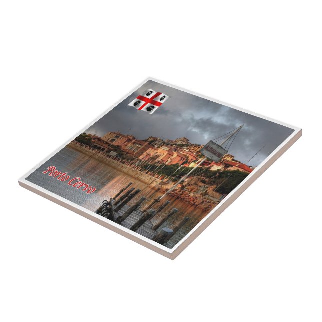 Azulejo SRD052 PORTO CERVO, Cerdeña, Italia, (Lado)