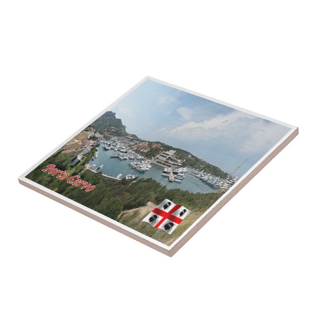Azulejo SRD054 PORTO CERVO El puerto, Cerdeña, (Lado)