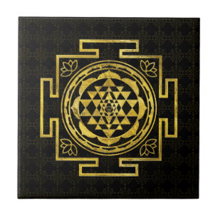 Azulejo Sri de oro Yantra/Sri Chakra