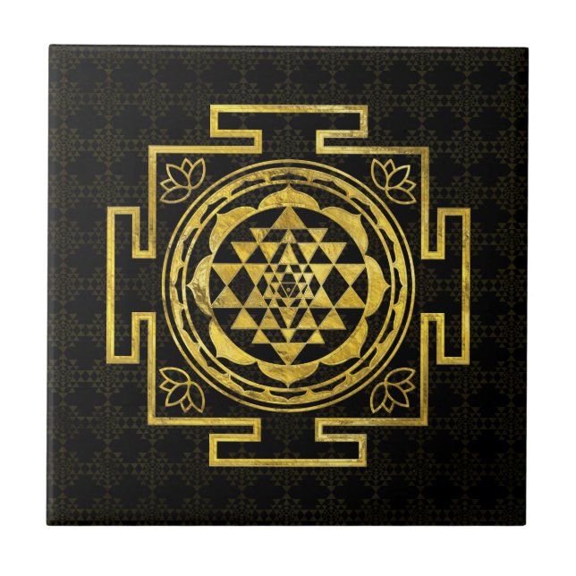 Azulejo Sri de oro Yantra/Sri Chakra (Frente)
