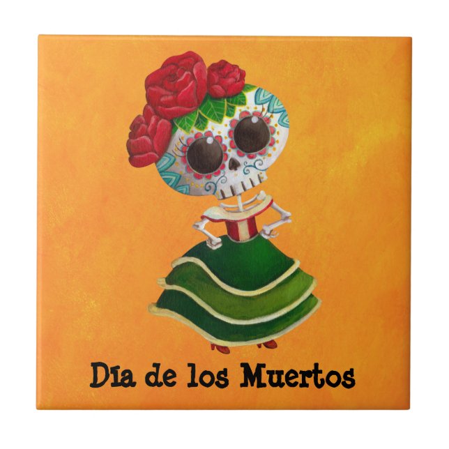 Azulejo Srta. muerte de Dia de Muertos mexican (Frente)