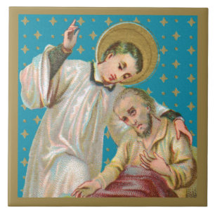 Azulejo St Aloysius Gonzaga & Plague Victim (M06; NoName)