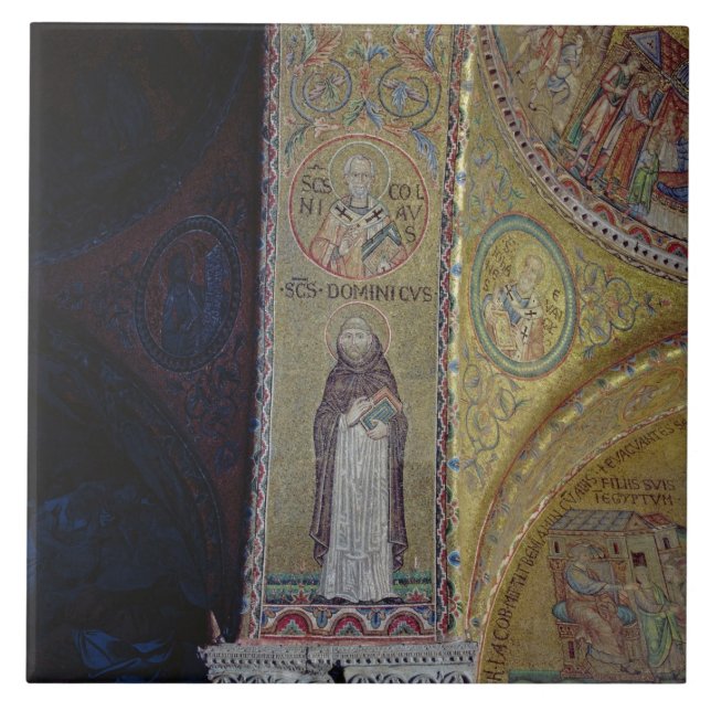 Azulejo St Dominic y San Nicolás, mosaico en el atrio (Frente)