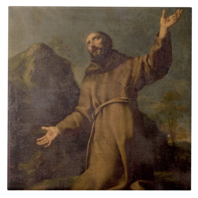 Azulejo St Francis que recibe los estigmas (Frente)