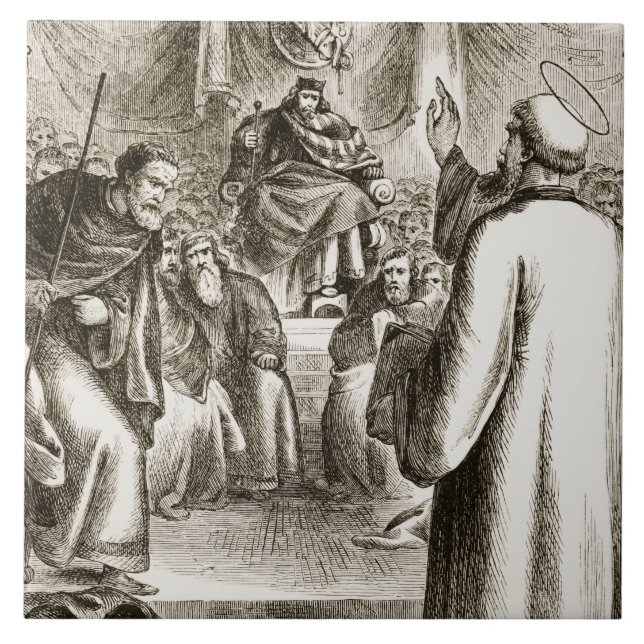 Azulejo St Patrick que predica en Tara, 'del Trias Thu (Frente)