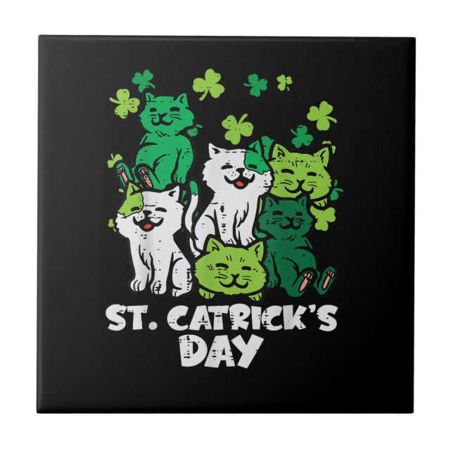 Azulejo St Patricks Catricks Day Cats Saint Pattys (Frente)