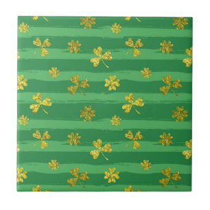 Azulejo st patricks shamrock dorado