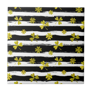 Azulejo st patrics trébol blanco negro
