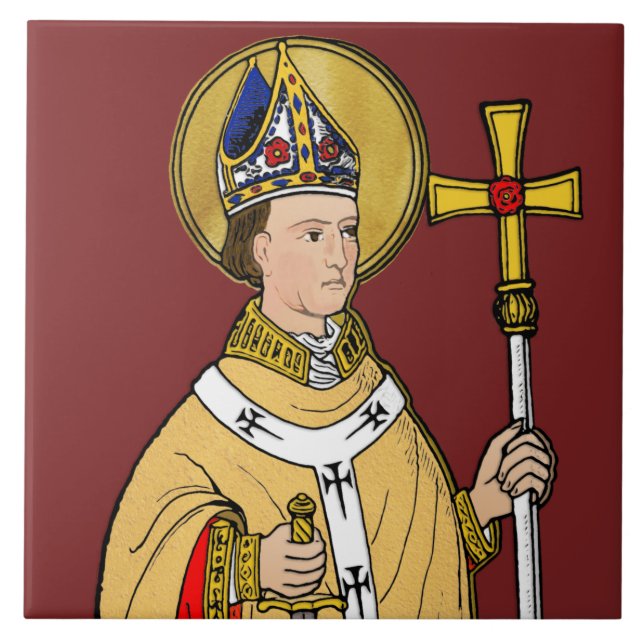 Azulejo St. Thomas Becket con espada (M 033; coloreado) (Frente)