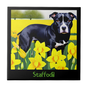 Azulejo Staffodil - Staffy in the Daffodils
