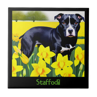 Azulejo Staffodil - Staffy in the Daffodils
