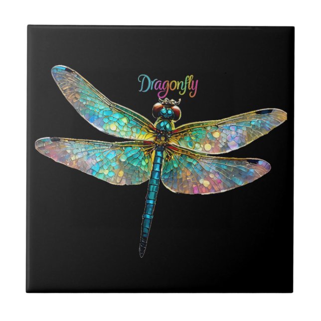 Azulejo Stained Glass Colorful Dragonfly (Frente)
