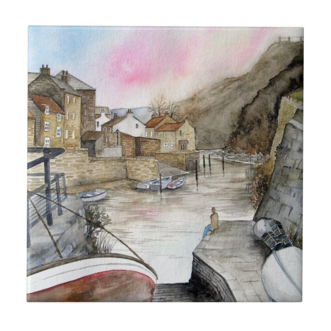 Azulejo Staithes, North Yorkshire, Inglaterra Watercolor (Frente)