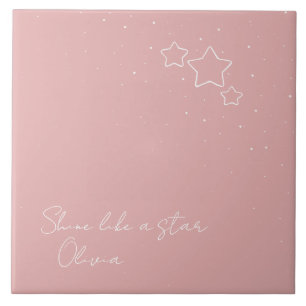 Azulejo Star Trio en rosa y blanco con mensaje y nombre