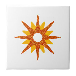 Azulejo Starburst de Naranja único moderno de mediados de