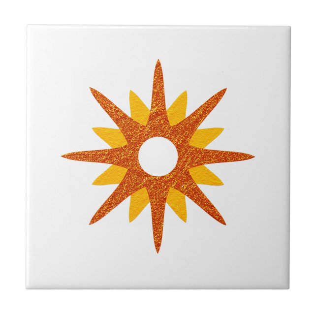 Azulejo Starburst de Naranja único moderno de mediados de  (Frente)