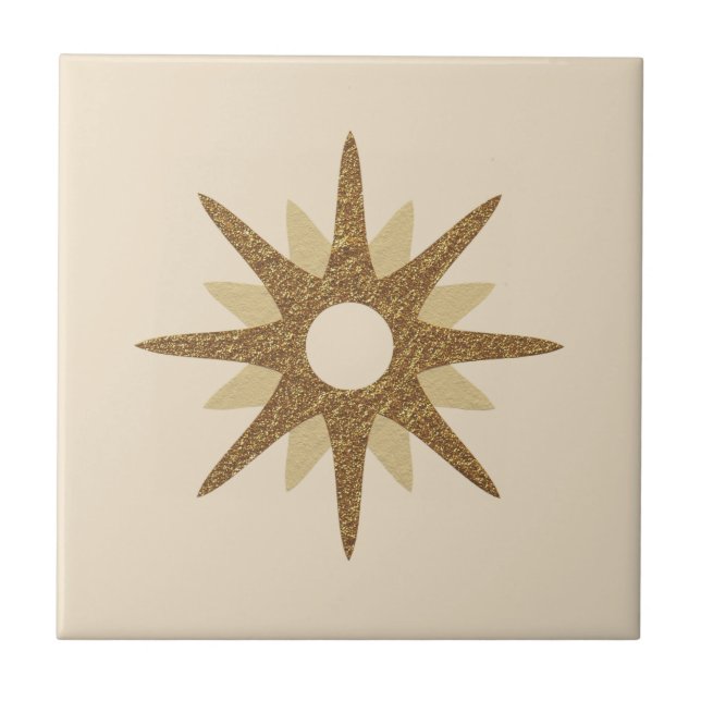 Azulejo Starburst de oro único de mediados de siglo (Frente)